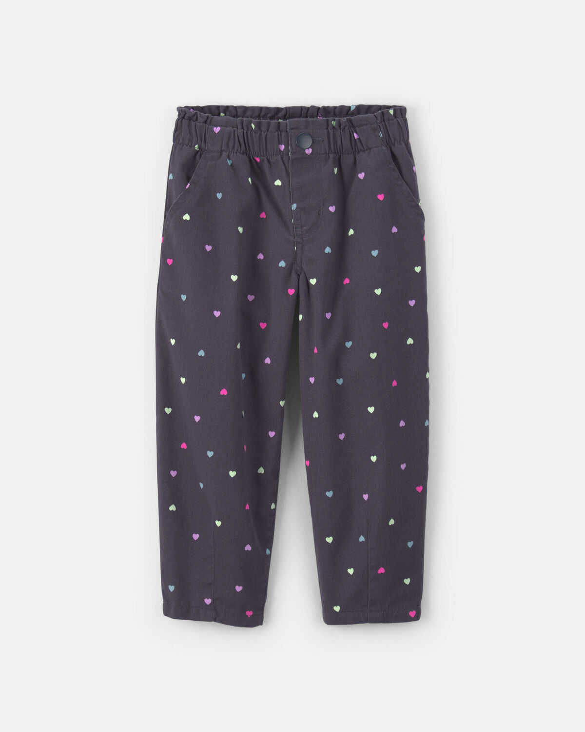 Toddler Girl Heart Twill Pull-On Pants - Black