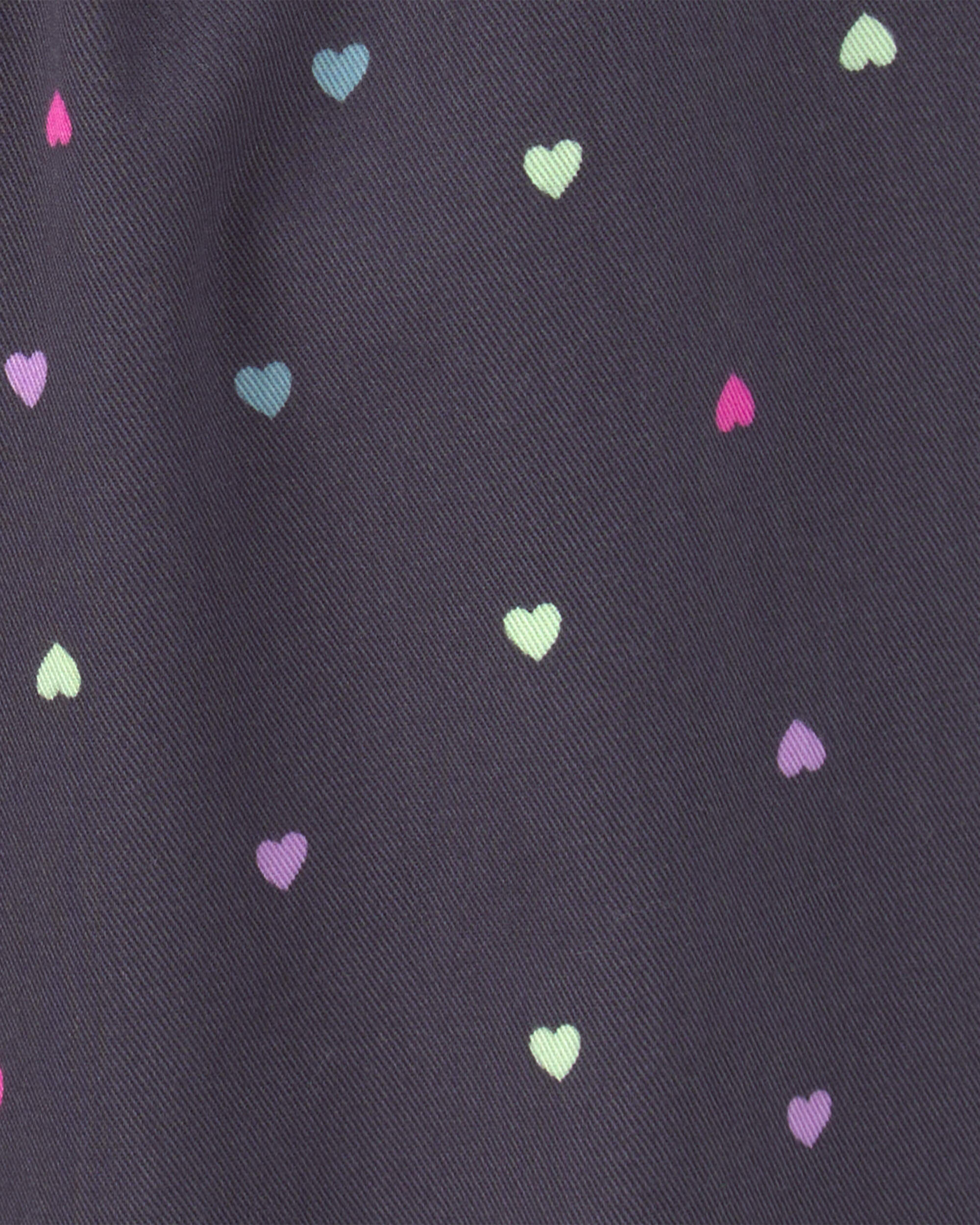 Toddler Girl Heart Twill Pull-On Pants - Black - Image 4