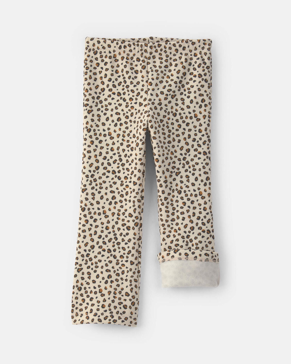 Toddler Girl Leopard Fleece Pull-On Stretch Leggings - Brown - Image 3