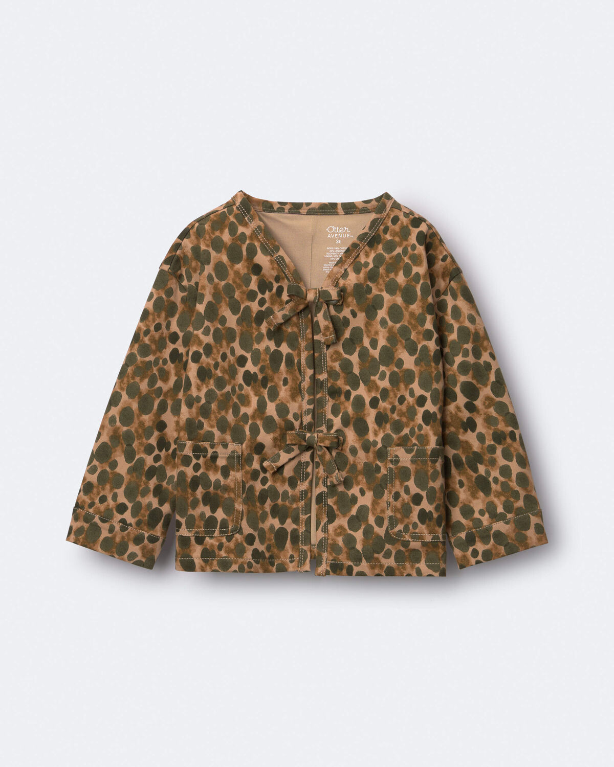 Toddler Girl Bow Jacket in Leopard - Brown - Image 2