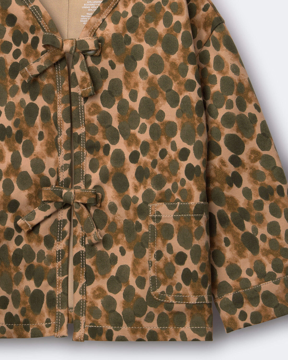 Toddler Girl Bow Jacket in Leopard - Brown - Image 5