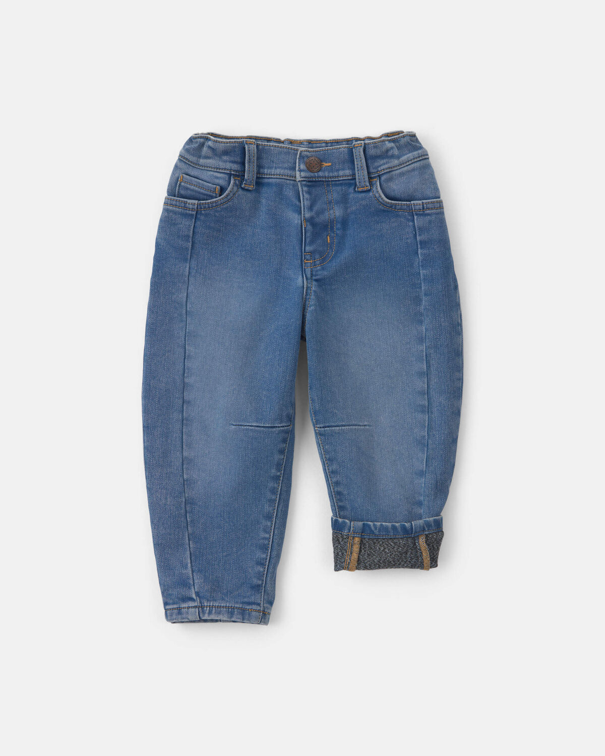 Toddler Girl Fleece-Lined Denim Barrel Jeans - Medium Wash - Image 3