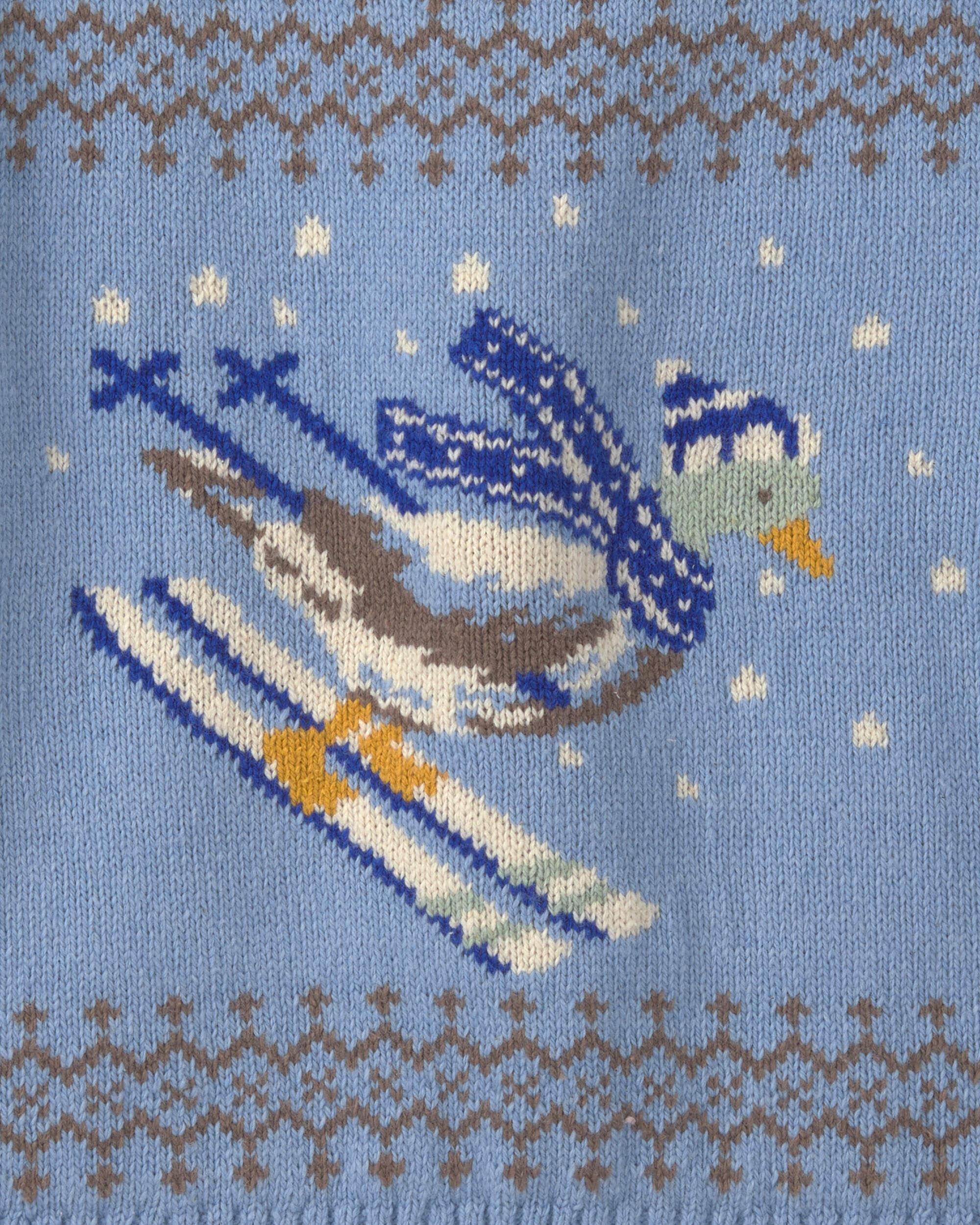 Toddler Boy Duck Skiing Fair Isle Sweater - Blue - Image 3