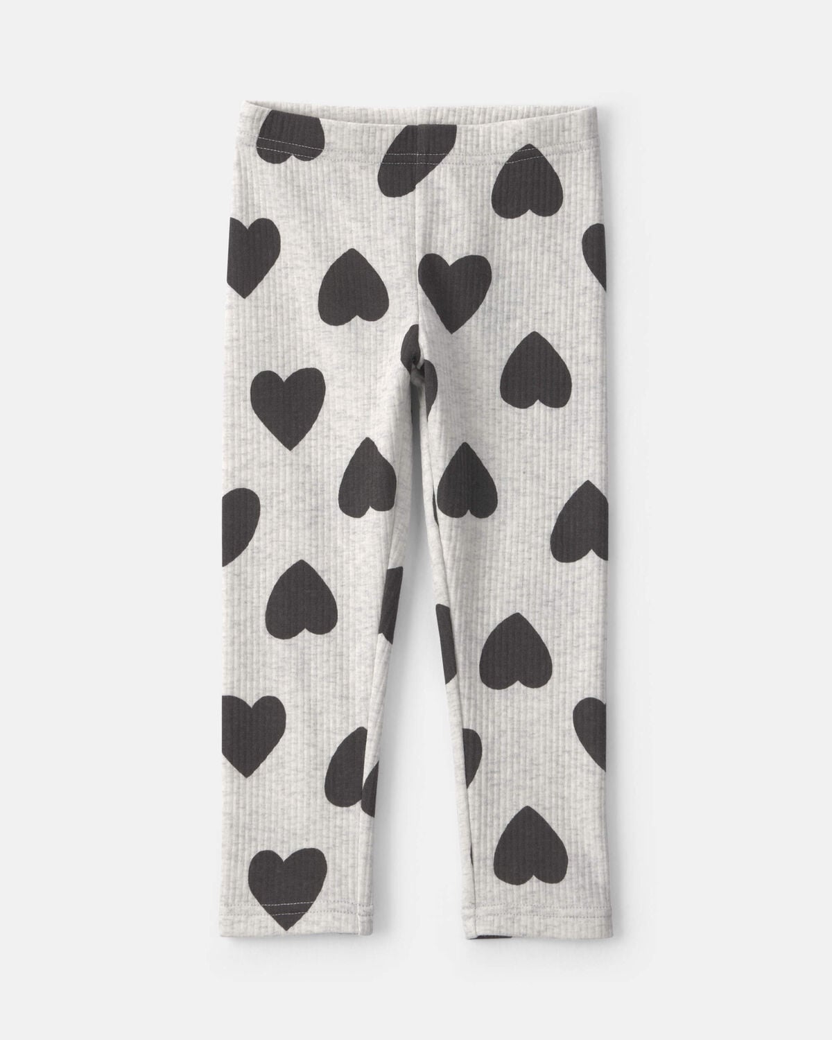 Toddler Girl Heart Pull-On Stretch Leggings - Grey/Black