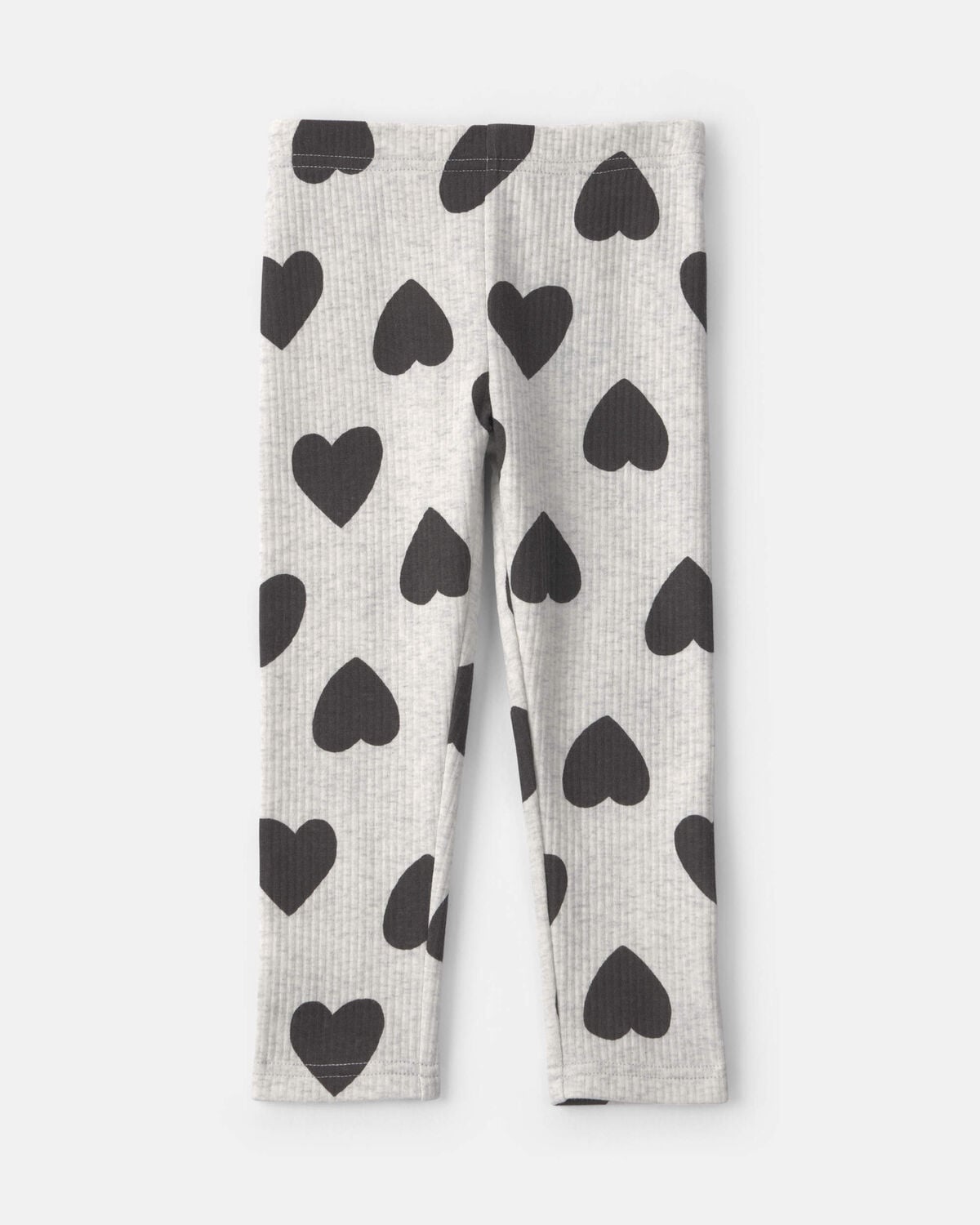 Toddler Girl Heart Pull-On Stretch Leggings - Grey/Black - Image 2