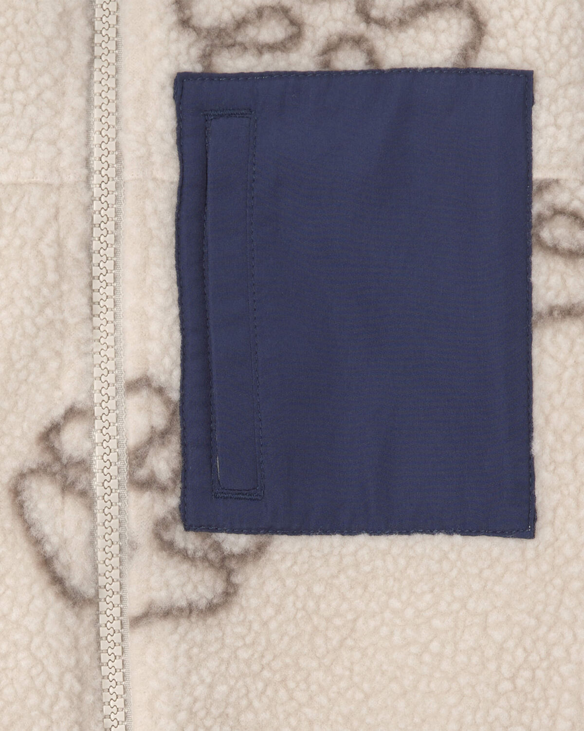 Toddler Boy Logo Fleece Zip-Up Jacket - Cream/Navy Blue - Image 2