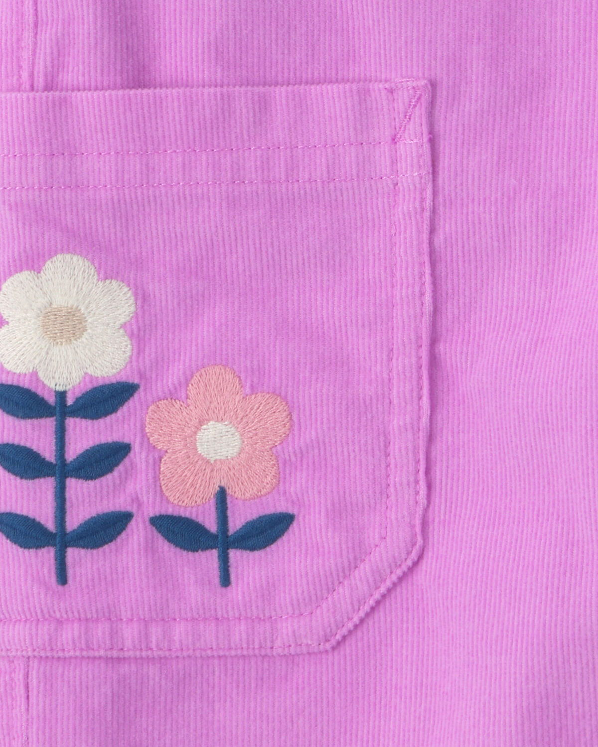 Toddler Girl Flower Corduroy Wide-Leg Pants - Purple - Image 3
