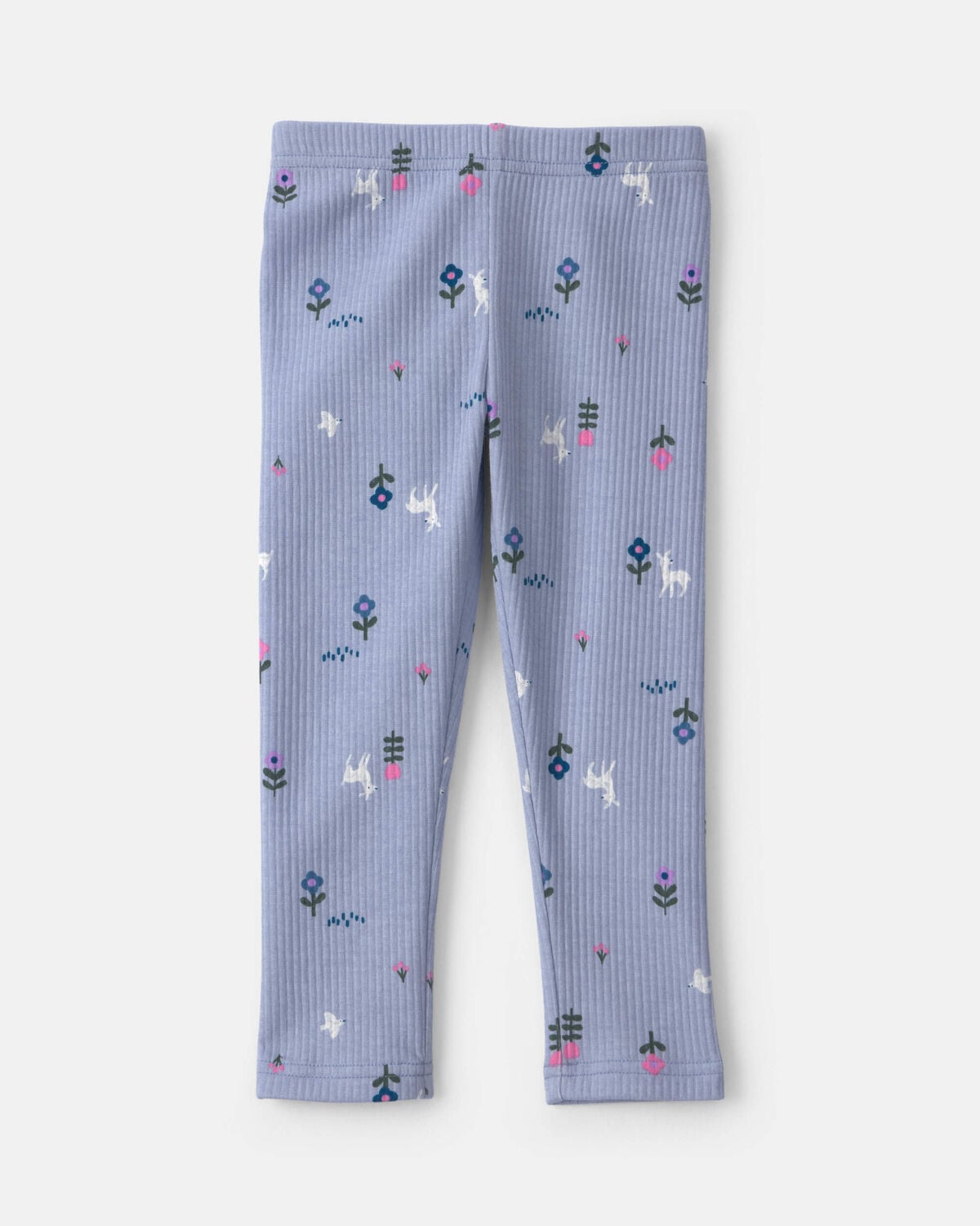 Toddler Girl Deer Floral Pull-On Stretch Leggings - Blue - Image 2