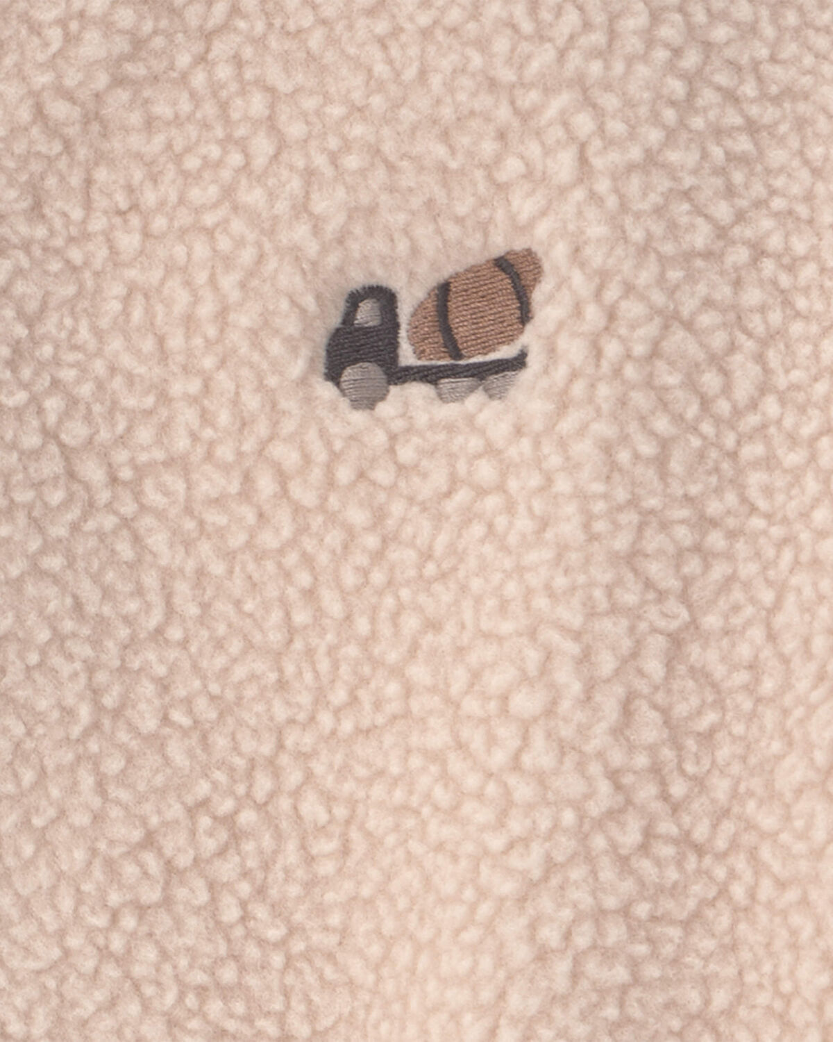 Toddler Boy Truck Teddy Fleece Zip-Up Jacket - Cream - Image 2