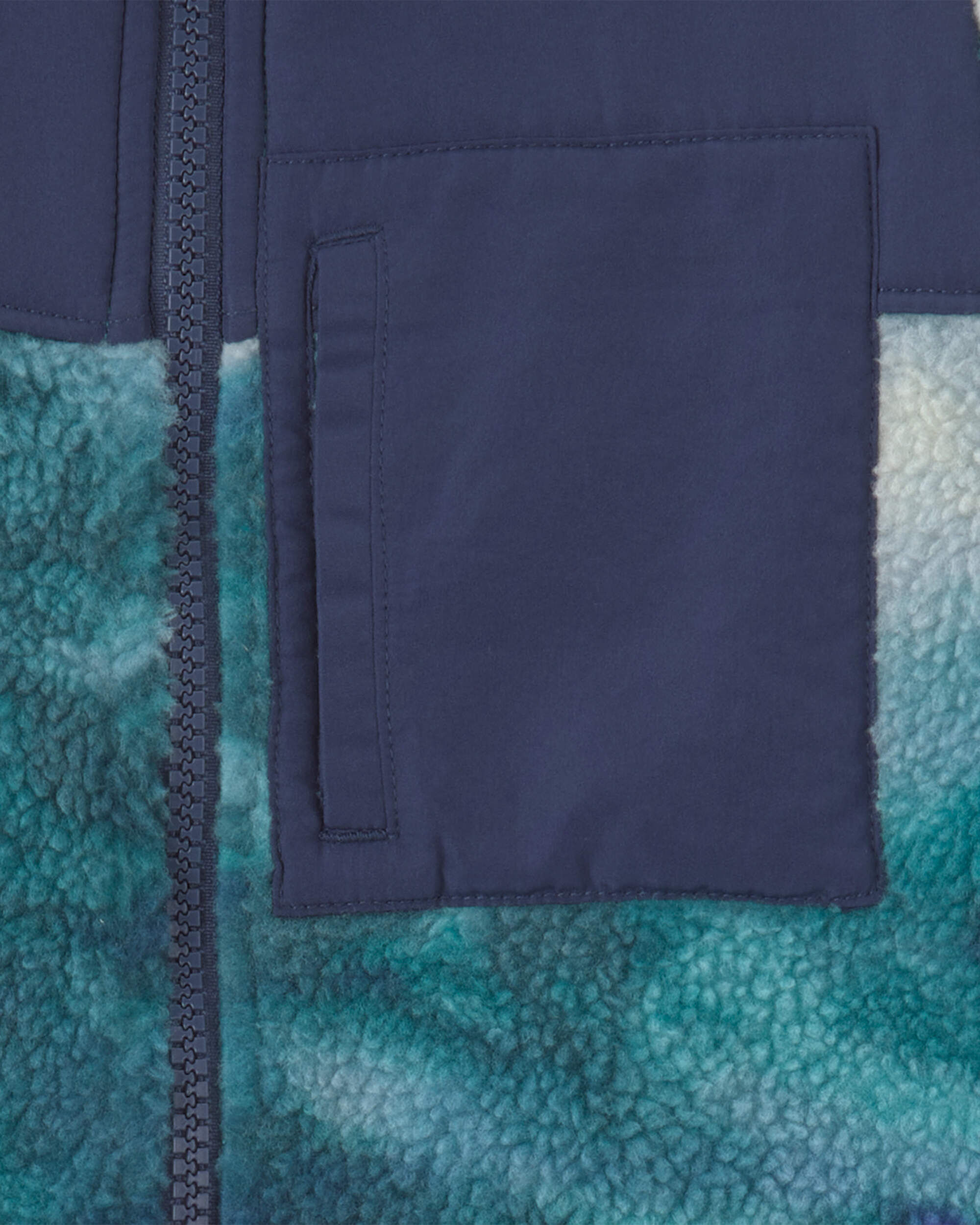 Toddler Boy Logo Fleece Zip-Up Jacket - Cream/Navy Blue - Image 4