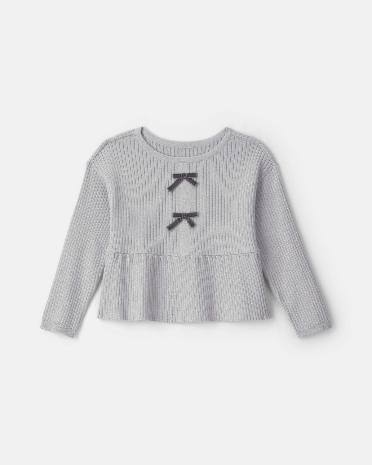 Toddler Girl Bow Long-Sleeve Sweater - Grey