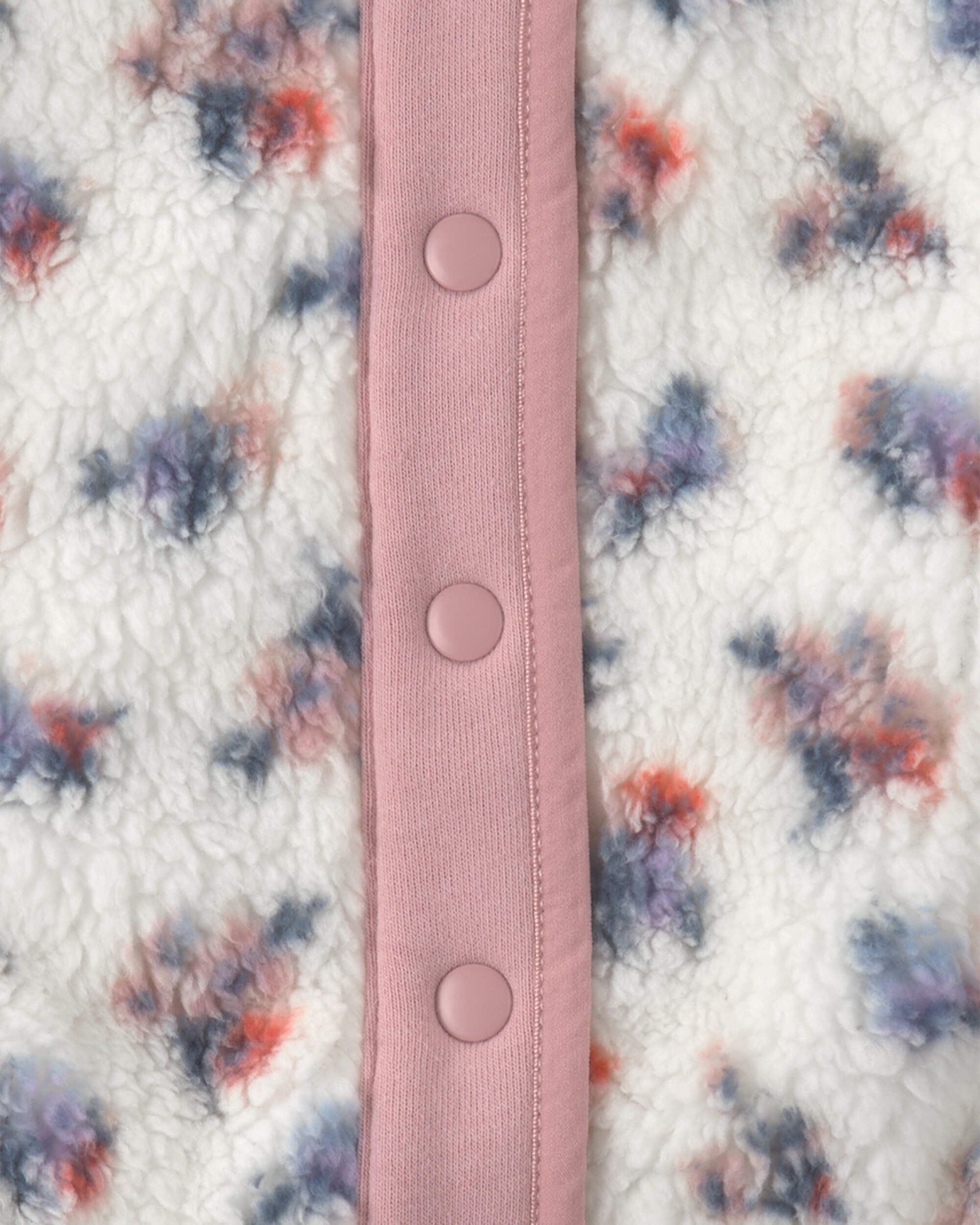 Toddler Girl Floral Fleece Jacket - Pink/White - Image 3