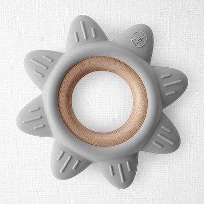 Baby Little Planet Silicone &  Wood Teether - Grey