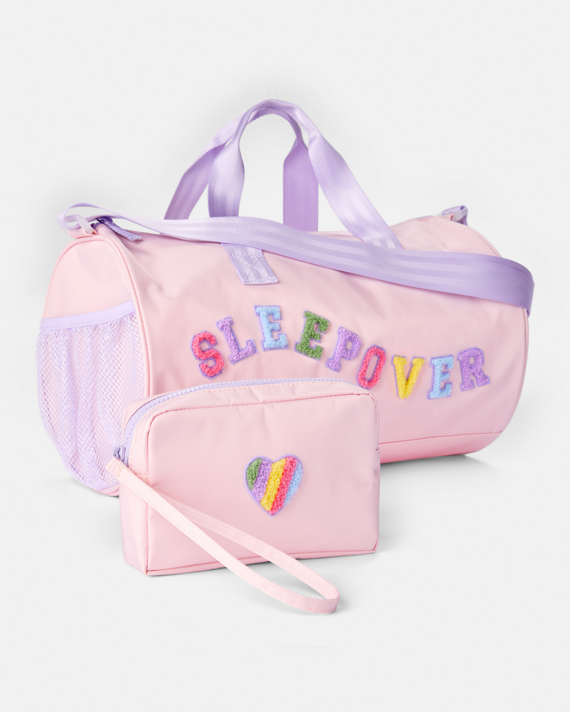 Girls Rainbow Heart Sleepover Bags Set - Pink - Image 2