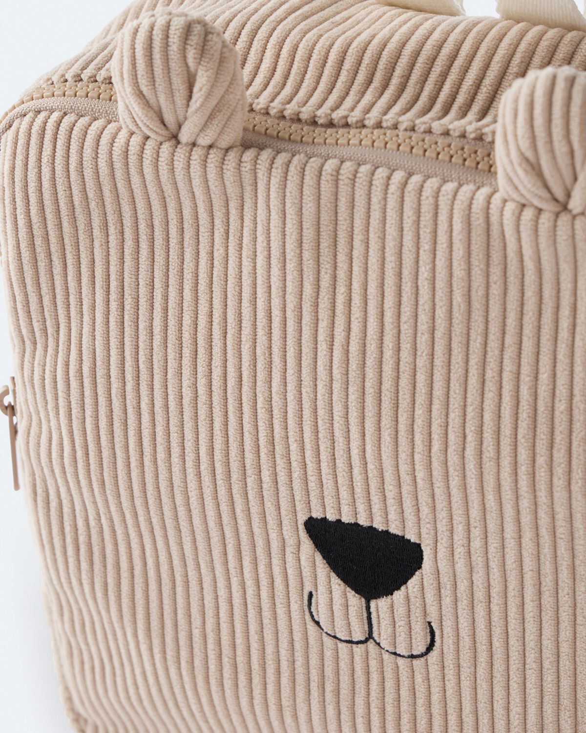 Bear Corduroy Square Backpack - Tan - Image 5