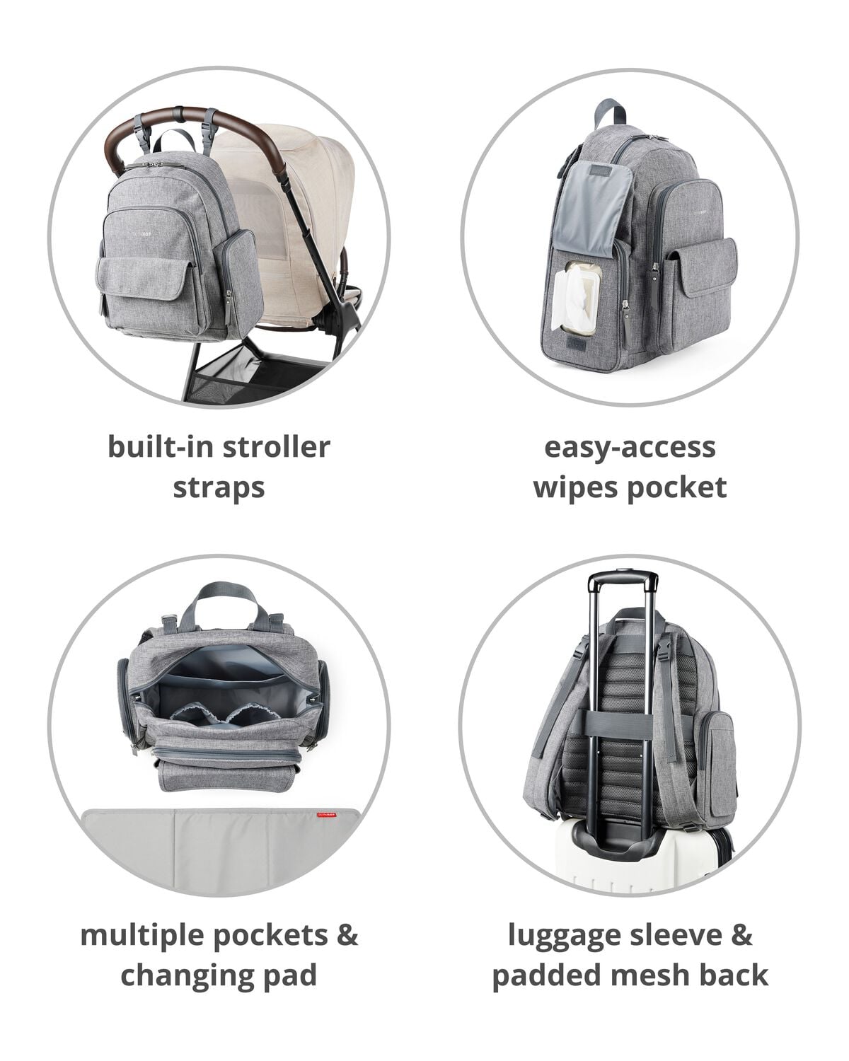 Luna Backpack Diaper Bag - Sage - Image 3
