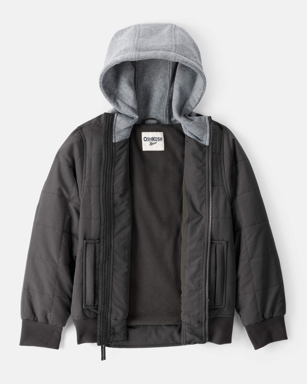 Toddler Boy Midweight Bomber Jacket - Black/Grey - Image 2
