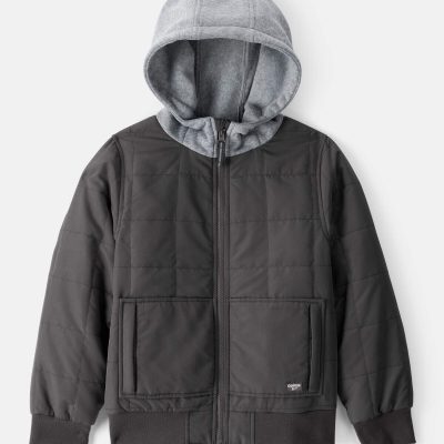 Boys Midweight Bomber Jacket - Black/Grey