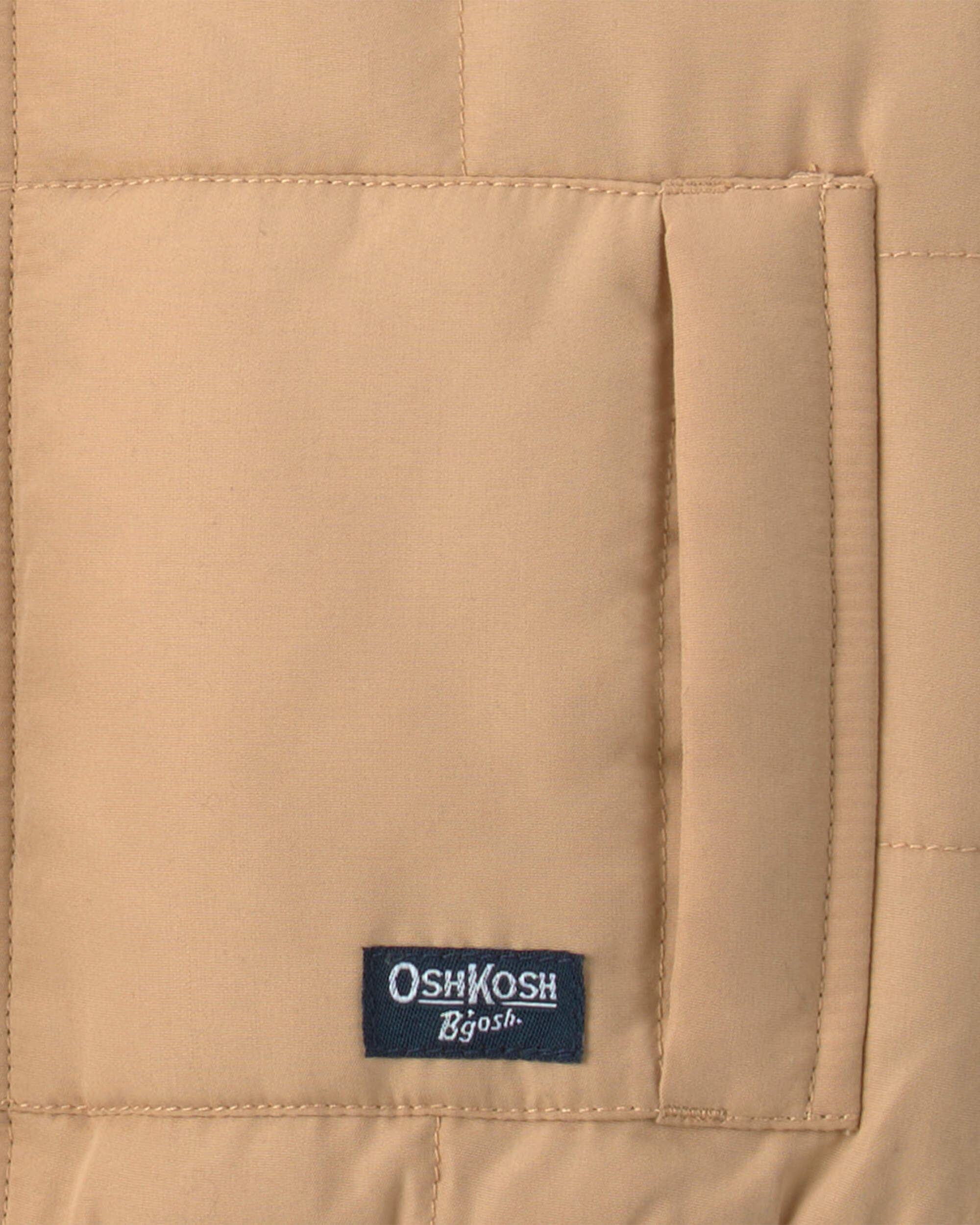 Toddler Boy Hooded Midweight Quilted Jacket - Brown - Image 4