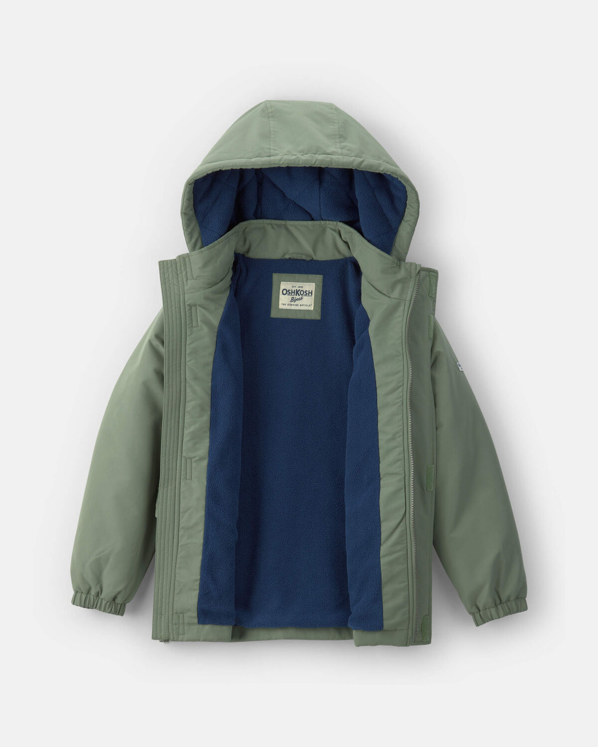 Boys Hooded Midweight Jacket - Green - Image 2