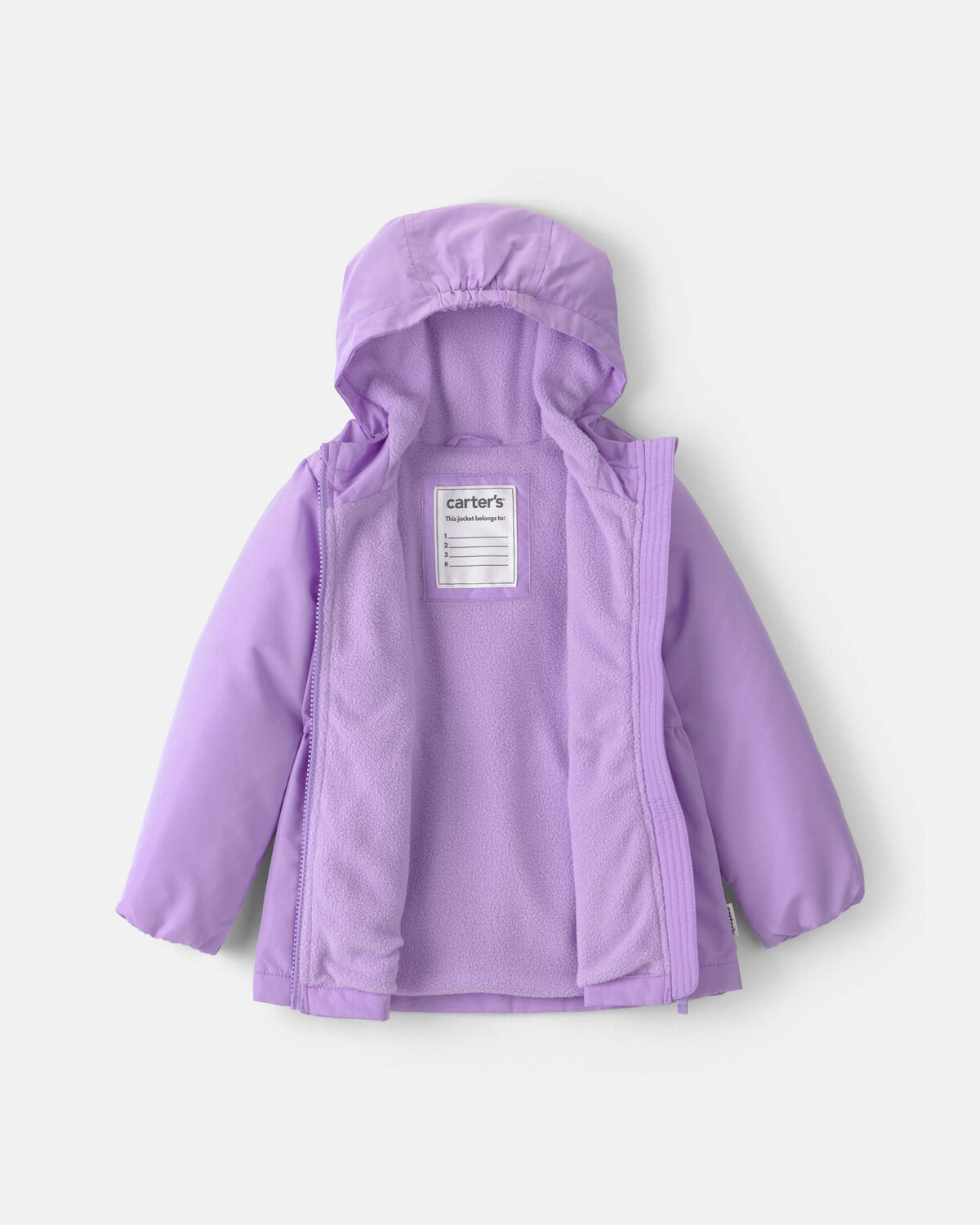 Toddler Girl Hooded Midweight Winter Jacket - Purple - Image 2