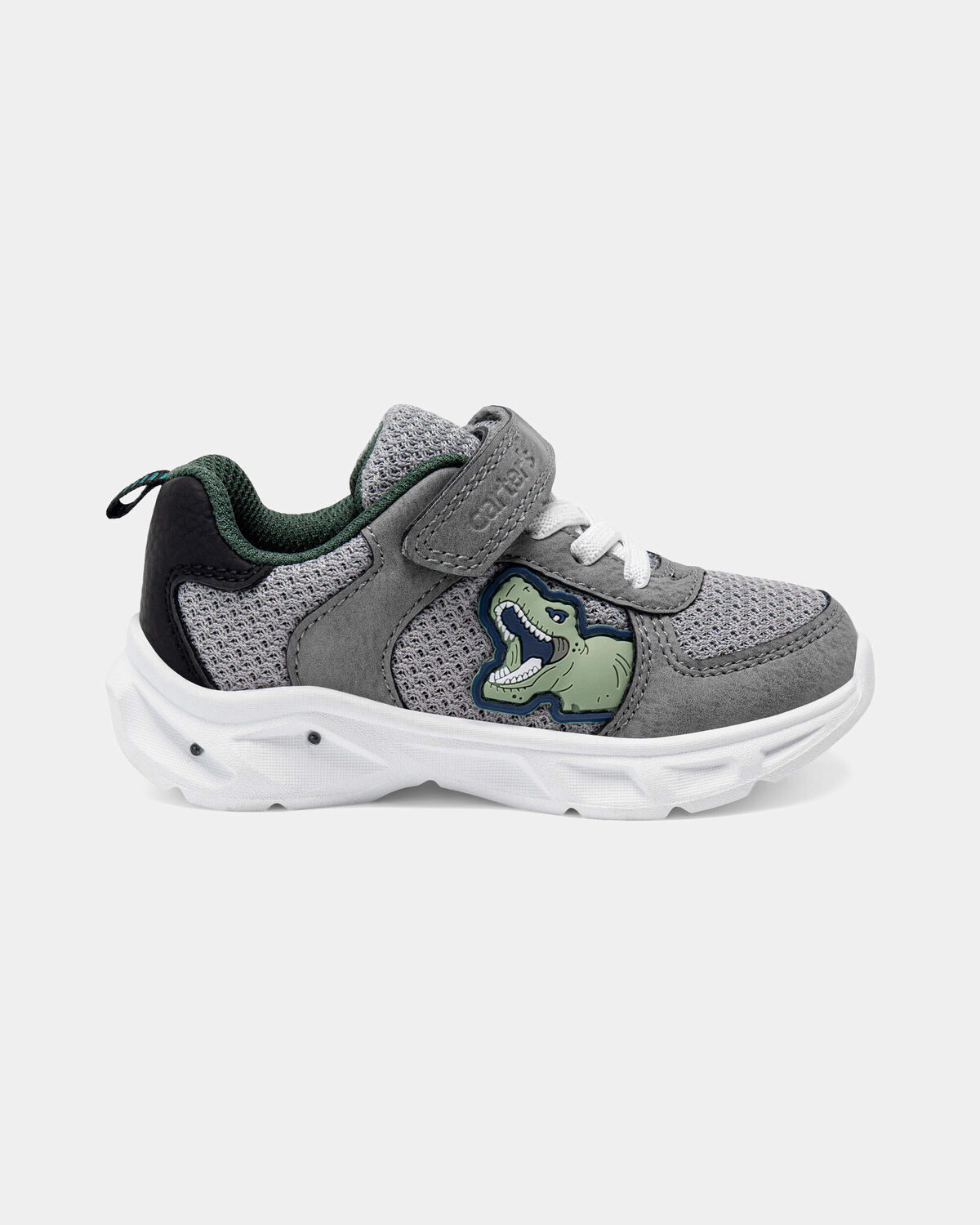 Toddler Boy Light-Up Dinosaur Athletic Sneakers - Grey/White - Image 3
