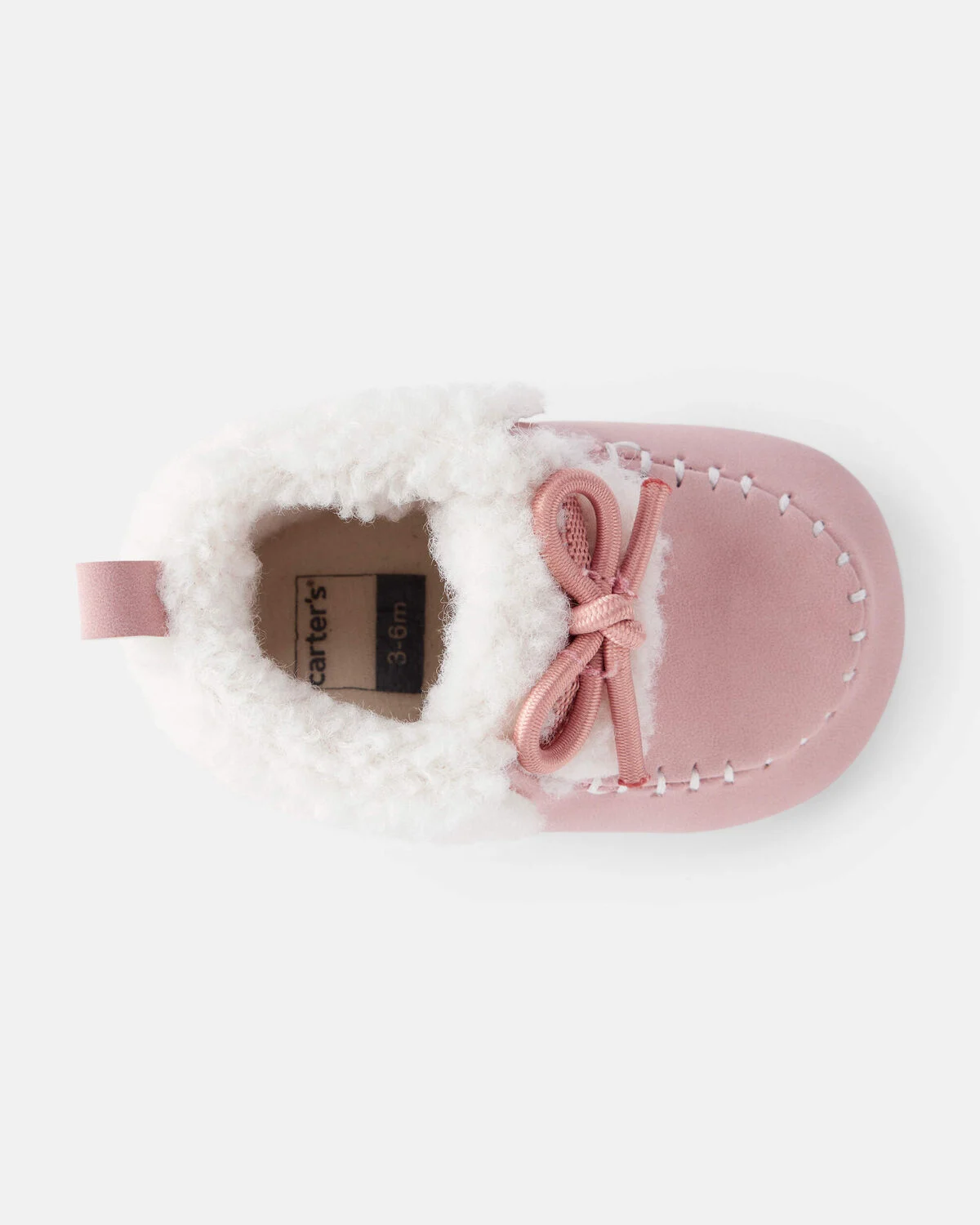 Baby Girl Sherpa Moccasin Boots - Pink/White - Image 4