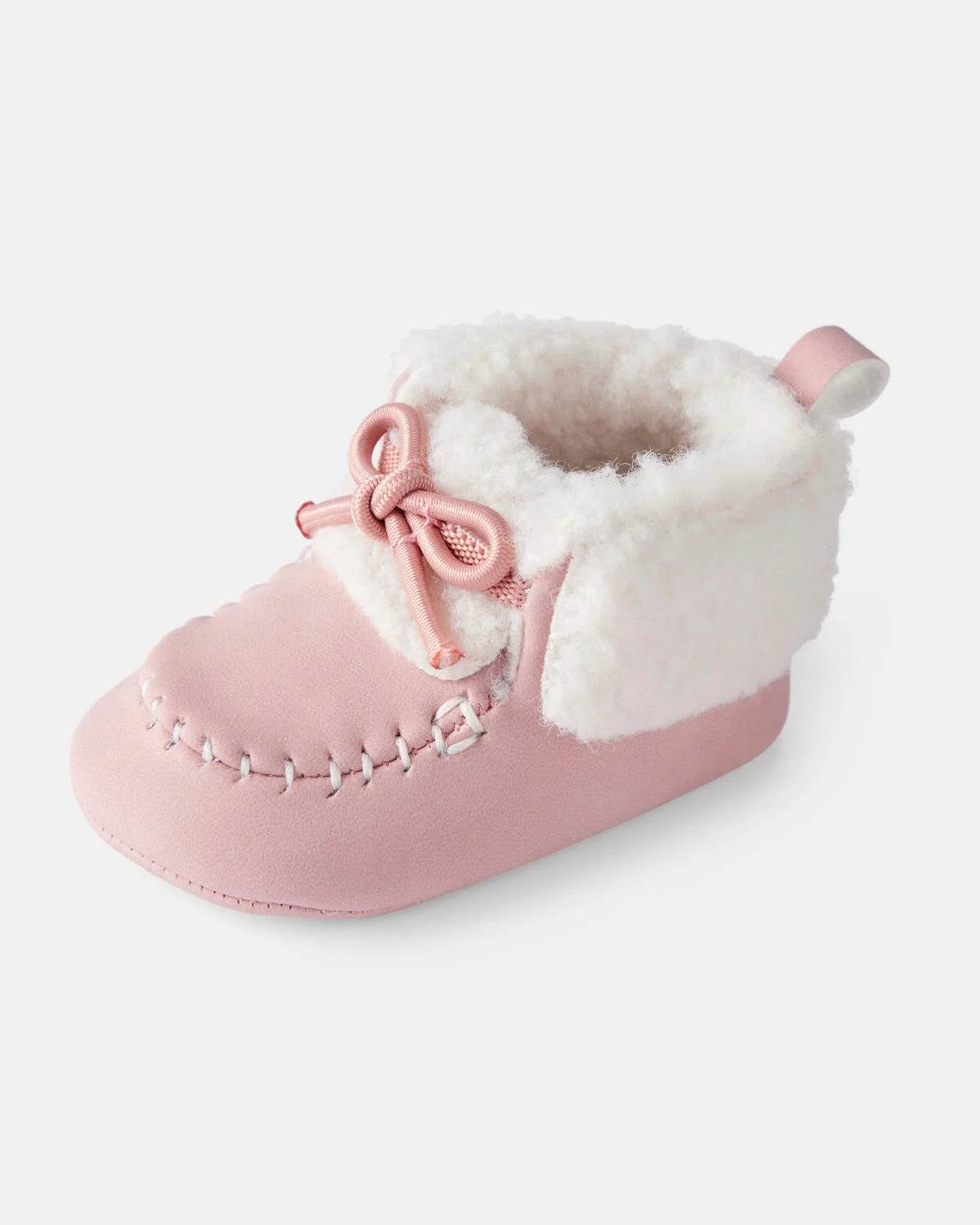 Baby Girl Sherpa Moccasin Boots - Pink/White - Image 6