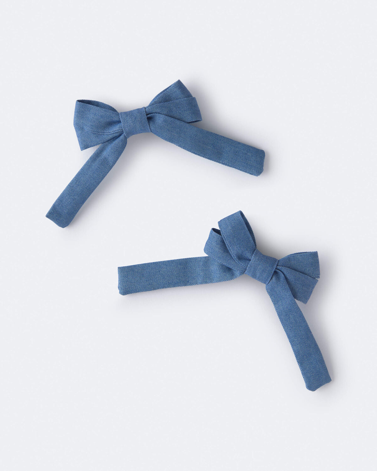 Toddler Girl 2-Pack Bow Hair Clips in Chambray - Blue - Image 2