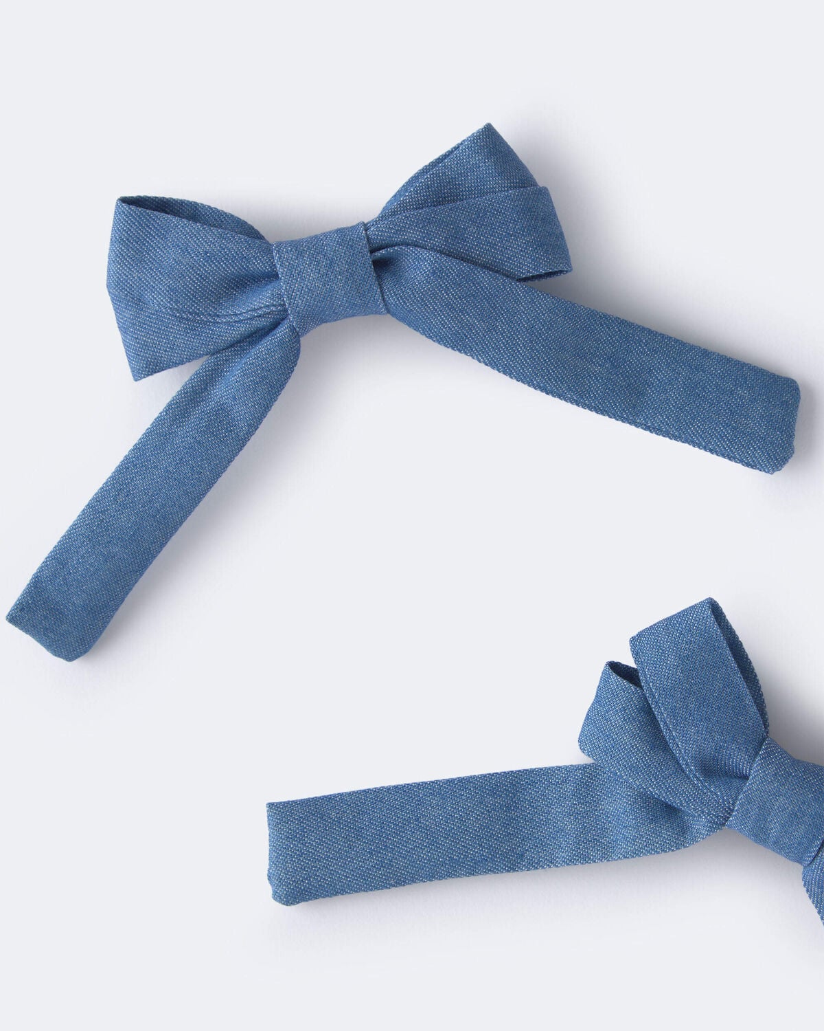 Toddler Girl 2-Pack Bow Hair Clips in Chambray - Blue - Image 4