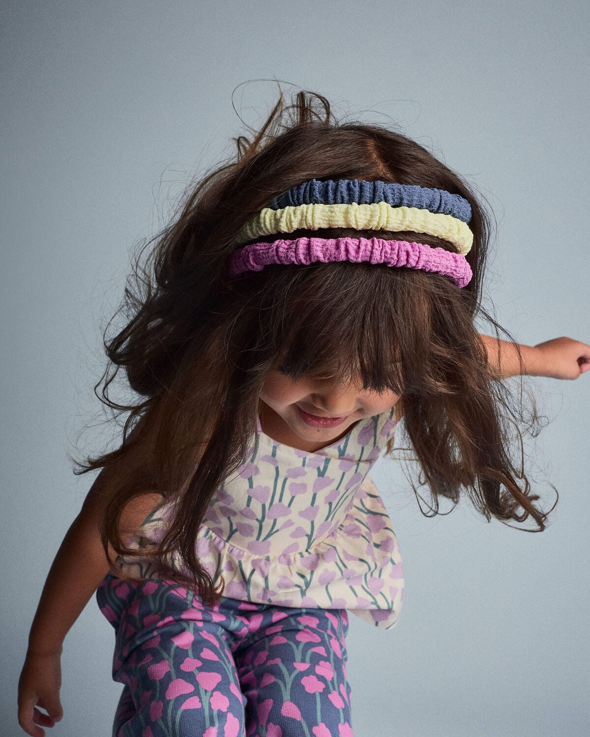 Toddler Girl 3-Pack Headbands - Blue/Yellow/Purple - Image 3