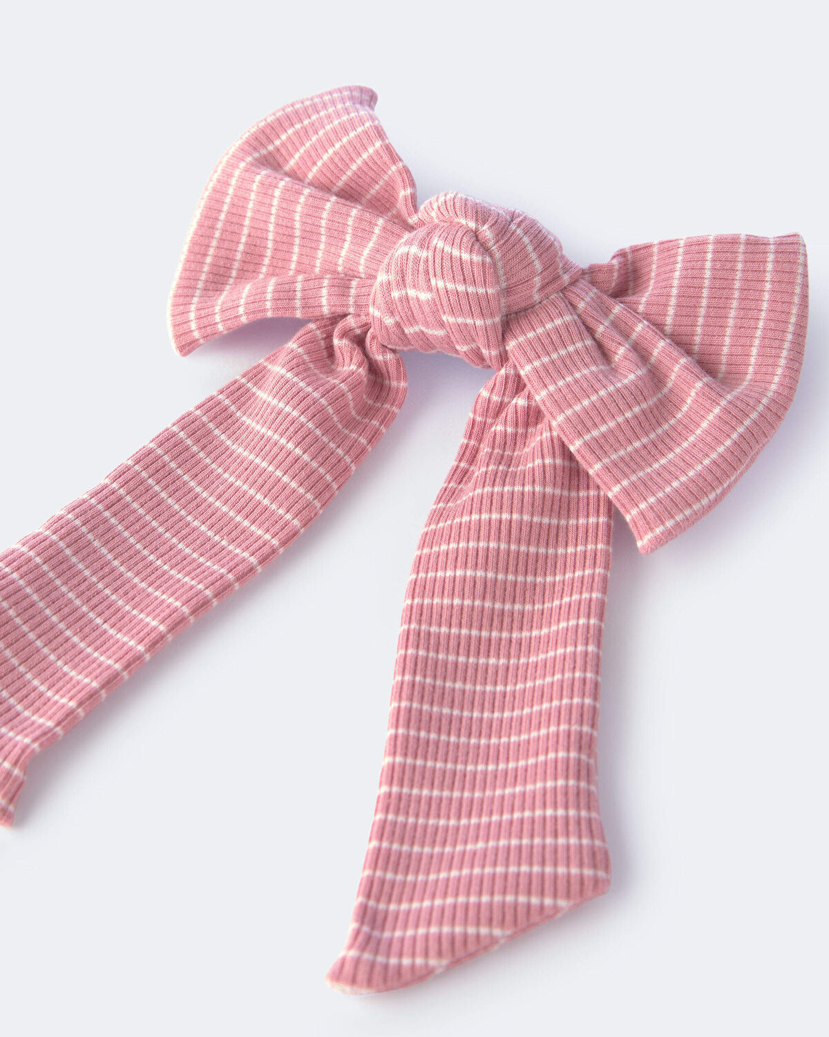 Toddler Girl Bow Hair Clip in Stripes - Light Pink - Image 3