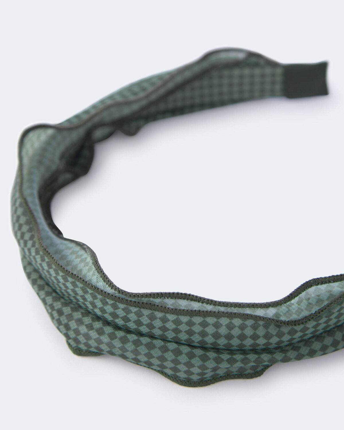 Toddler Girl Checkered Chiffon Headband - Green - Image 5