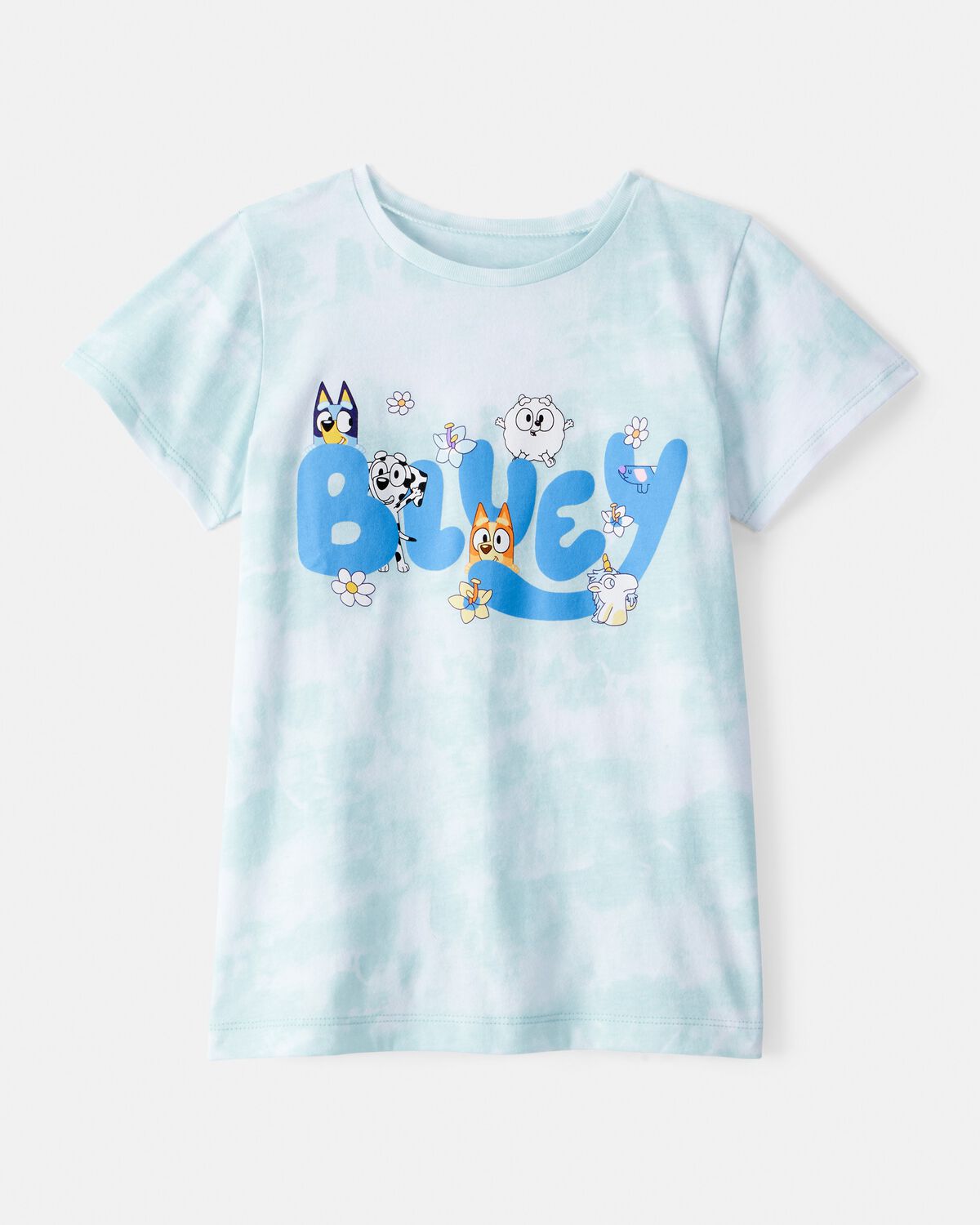 Girls Bluey Tie-Dye Short-Sleeve Graphic Tee - Blue/White